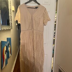 Elegant Lace Beige Dress